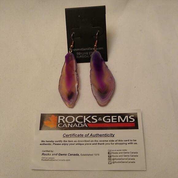 Vintage Rocks and gem from Canada pierced earrings - Picture 1 of 5